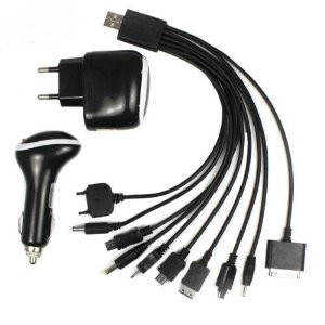 USB nabíjecí kabel 10 v 1 s ADAPTÉREM DO AUTA A DO SÍTĚ 230v